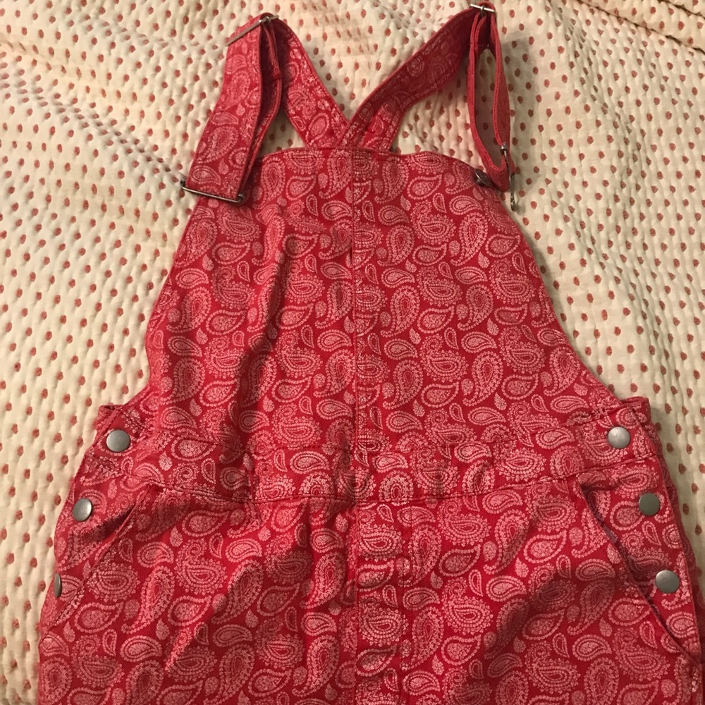 Red paisley overalls